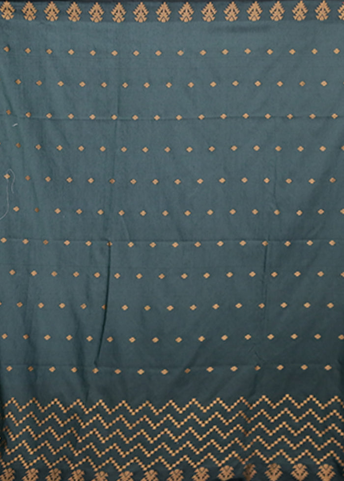 Green Cotton Saree With Blouse Piece