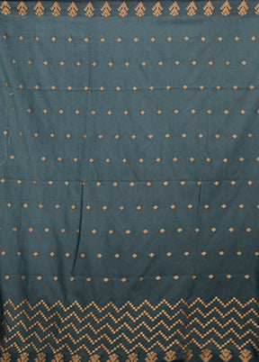 Green Cotton Saree With Blouse Piece