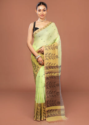 Green Cotton Saree With Blouse Piece