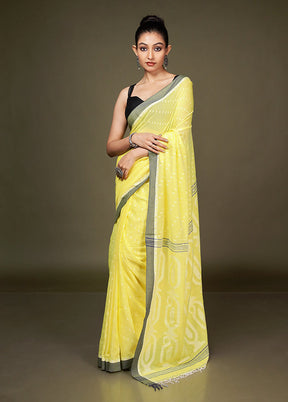 Yellow Matka Silk Saree With Blouse Piece