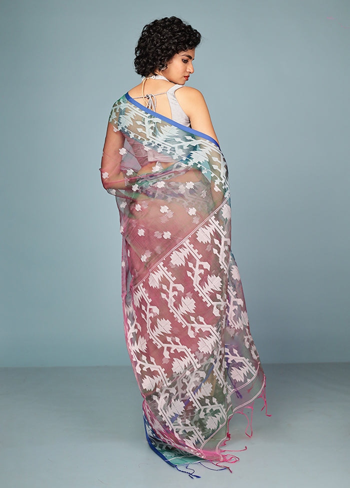 Green Organza Saree Without Blouse Piece