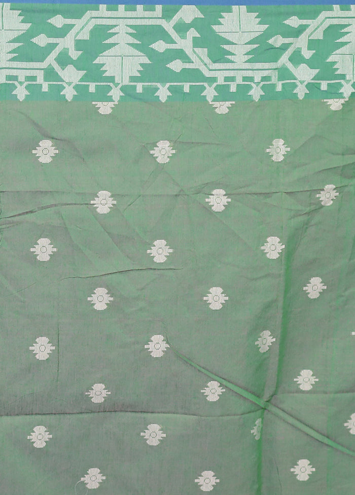 Green Organza Saree Without Blouse Piece