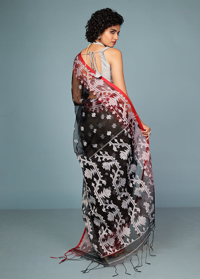 Black Organza Saree Without Blouse Piece