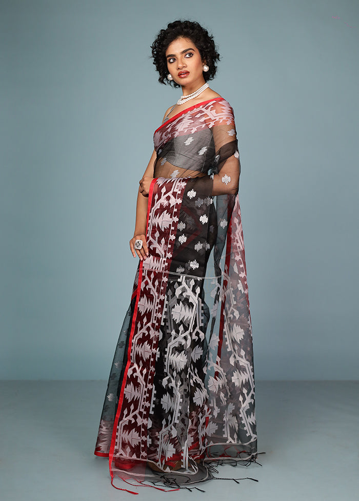 Black Organza Saree With Blouse Piece