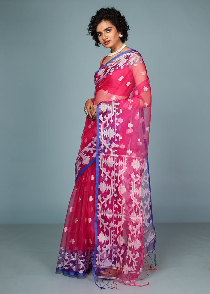 Pink Organza Saree Without Blouse Piece