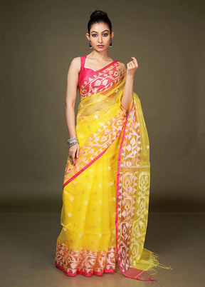 Yellow Organza Saree With Blouse Piece