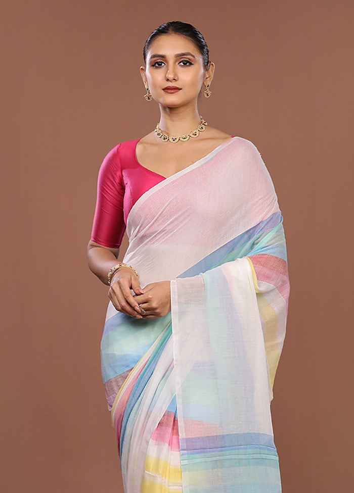 Multicolor Cotton Saree With Blouse Piece