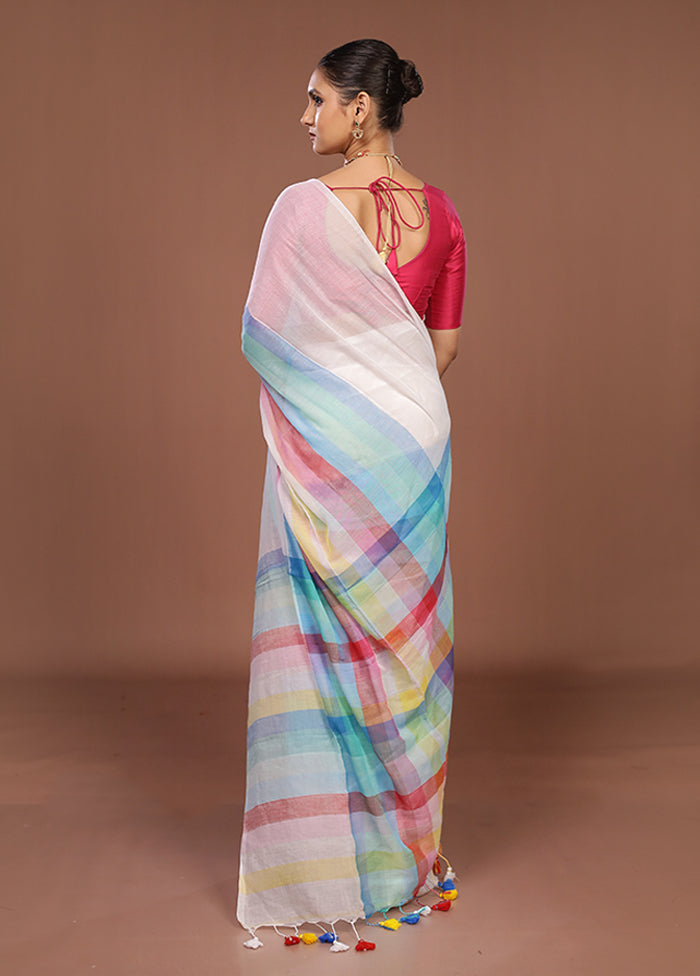 Multicolor Cotton Saree With Blouse Piece