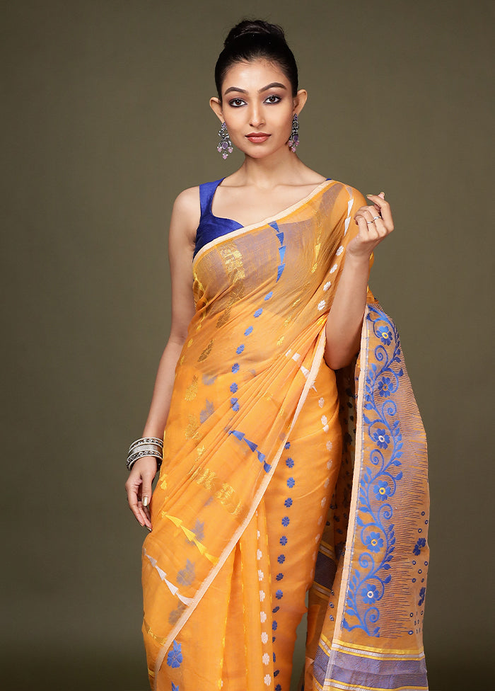 Yellow Tant Cotton Saree Without Blouse Piece