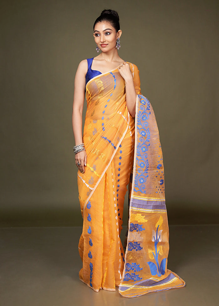 Yellow Tant Cotton Saree Without Blouse Piece