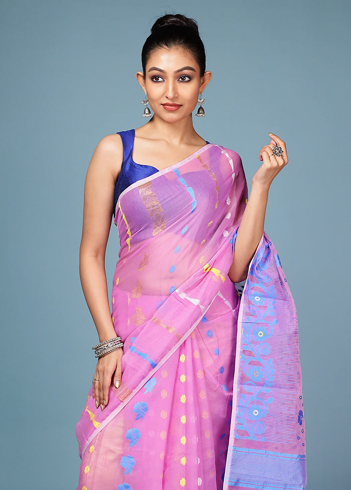 Pink Tant Cotton Saree Without Blouse Piece
