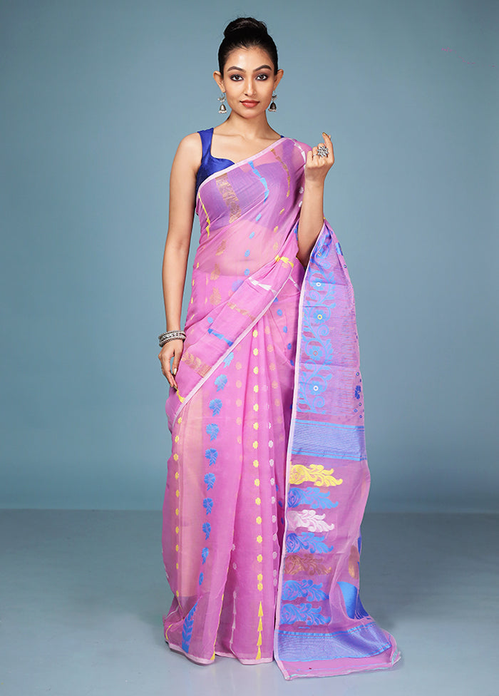 Pink Tant Cotton Saree Without Blouse Piece
