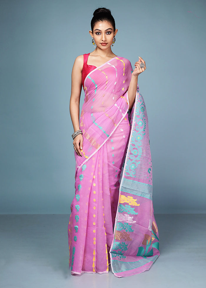 Pink Tant Cotton Saree Without Blouse Piece