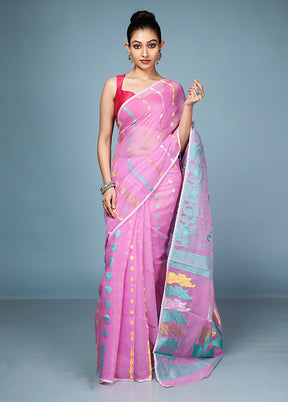 Pink Tant Cotton Saree Without Blouse Piece