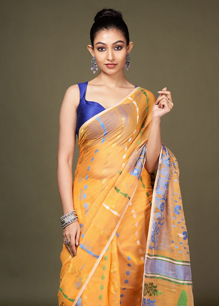 Yellow Tant Cotton Saree Without Blouse Piece
