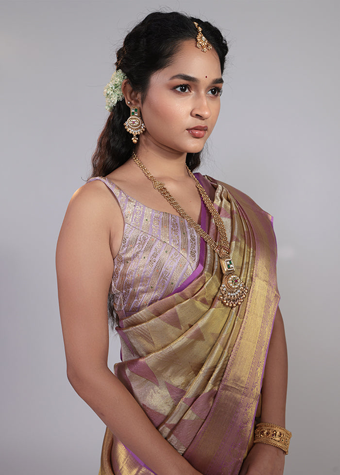 Pink Handloom Kanchipuram Pure Silk Saree With Blouse Piece