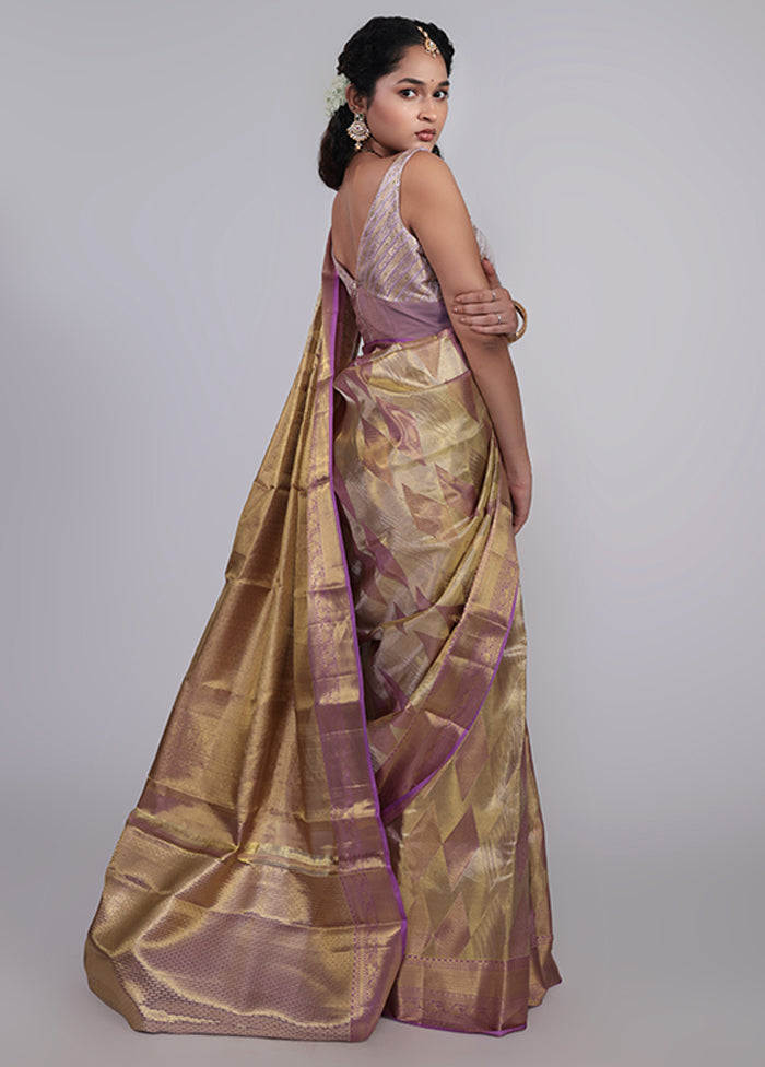 Pink Handloom Kanchipuram Pure Silk Saree With Blouse Piece