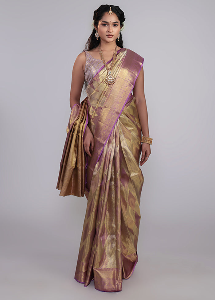 Pink Handloom Kanchipuram Pure Silk Saree With Blouse Piece