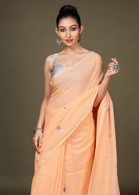 Orange Matka Silk Saree With Blouse Piece