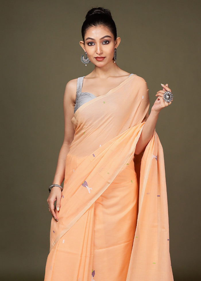 Orange Matka Silk Saree With Blouse Piece