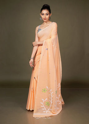Orange Matka Silk Saree With Blouse Piece