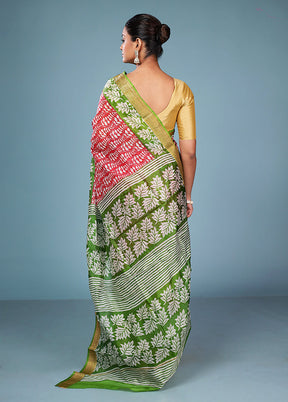 Pink Printed Pure Silk Saree Without Blouse Piece