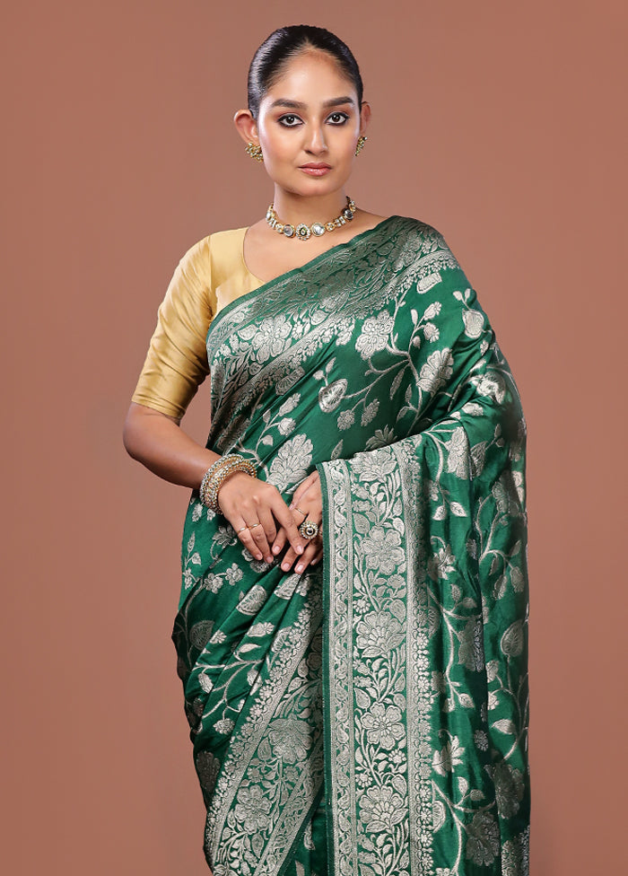Green Dupion Silk Saree With Blouse Piece