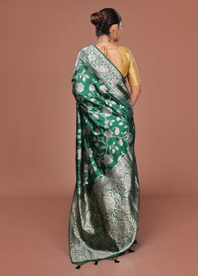 Green Dupion Silk Saree With Blouse Piece