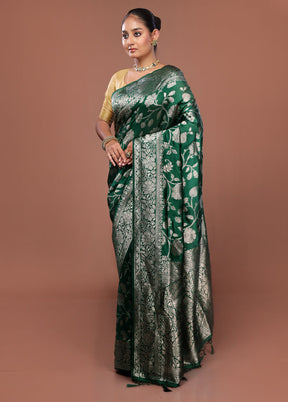 Green Dupion Silk Saree With Blouse Piece