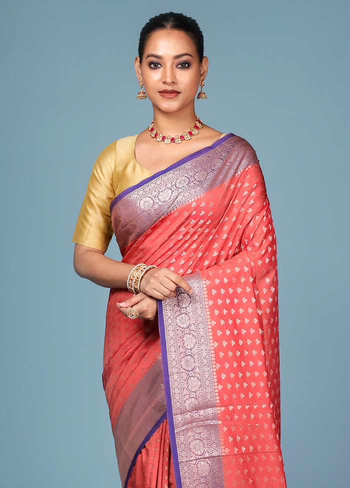 Maroon Dupion Silk Saree With Blouse Piece