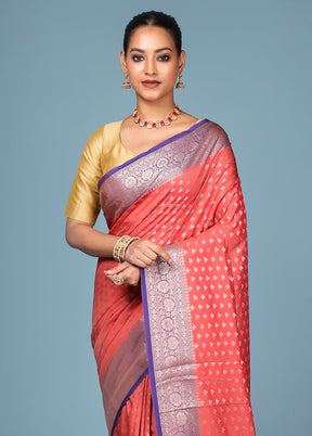 Maroon Dupion Silk Saree With Blouse Piece