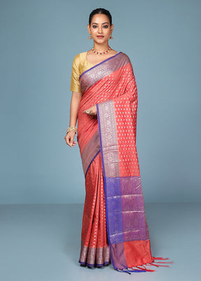 Maroon Dupion Silk Saree With Blouse Piece