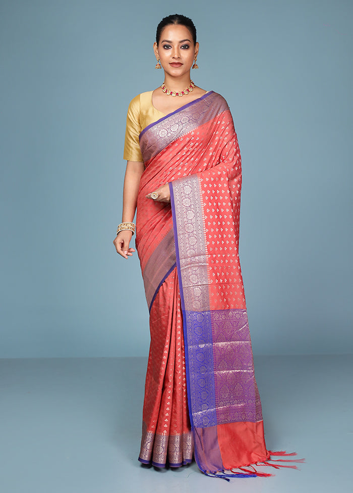 Maroon Dupion Silk Saree With Blouse Piece