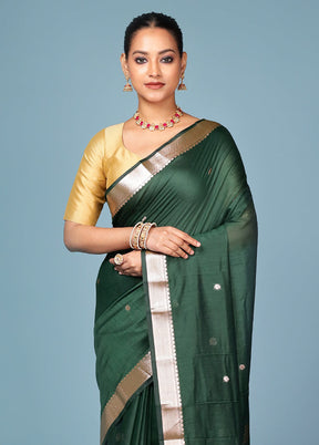 Green Cotton Saree With Blouse Piece