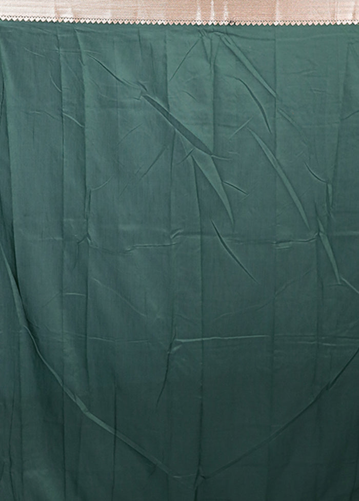 Green Cotton Saree With Blouse Piece