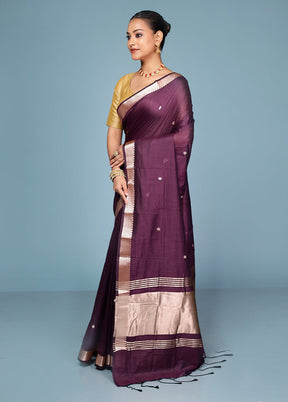 Purple Cotton Saree With Blouse Piece