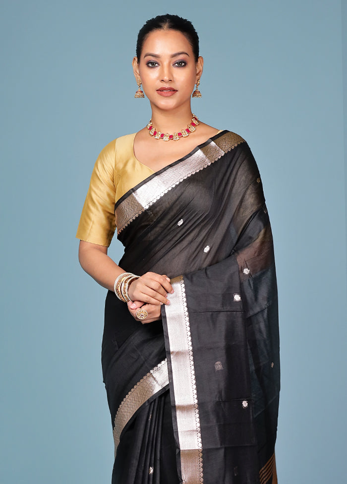 Black Cotton Saree With Blouse Piece