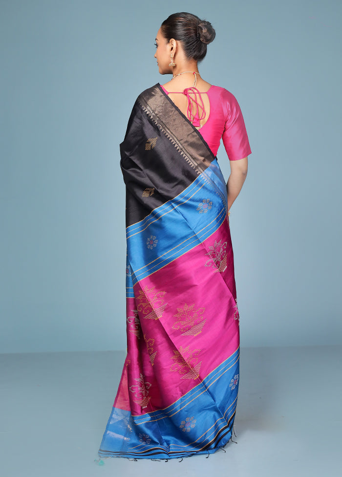 Blue Handloom Kanjivaram Pure Silk Saree With Blouse Piece