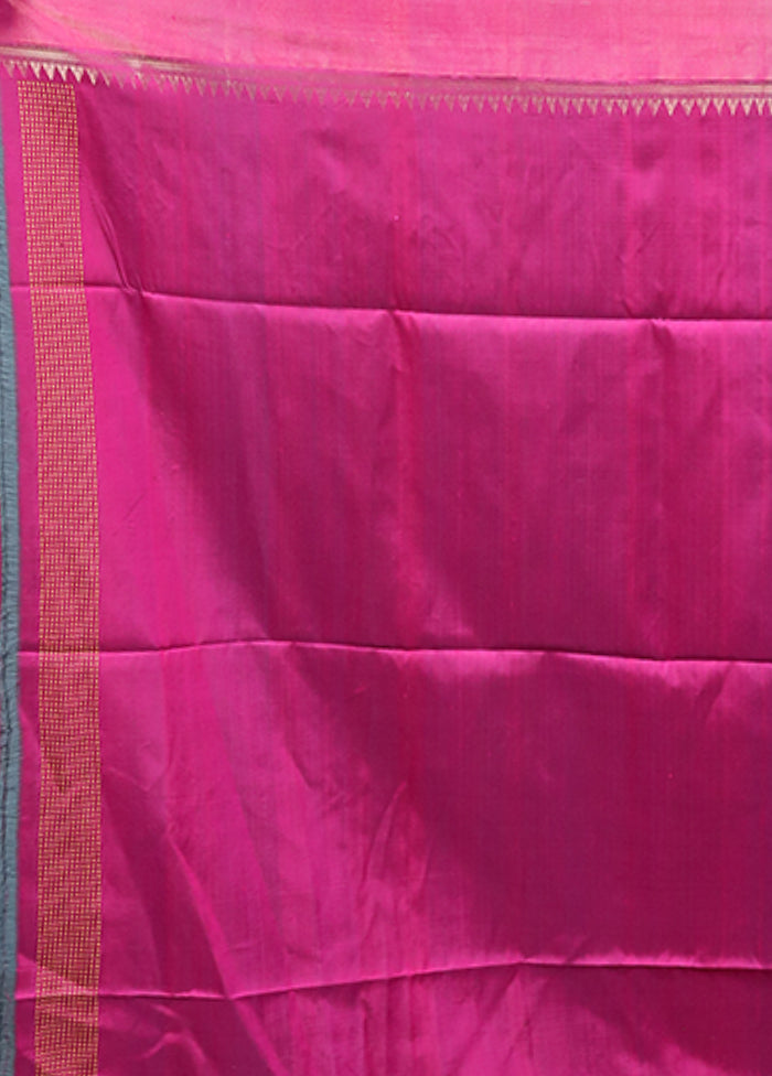 Blue Handloom Kanjivaram Pure Silk Saree With Blouse Piece