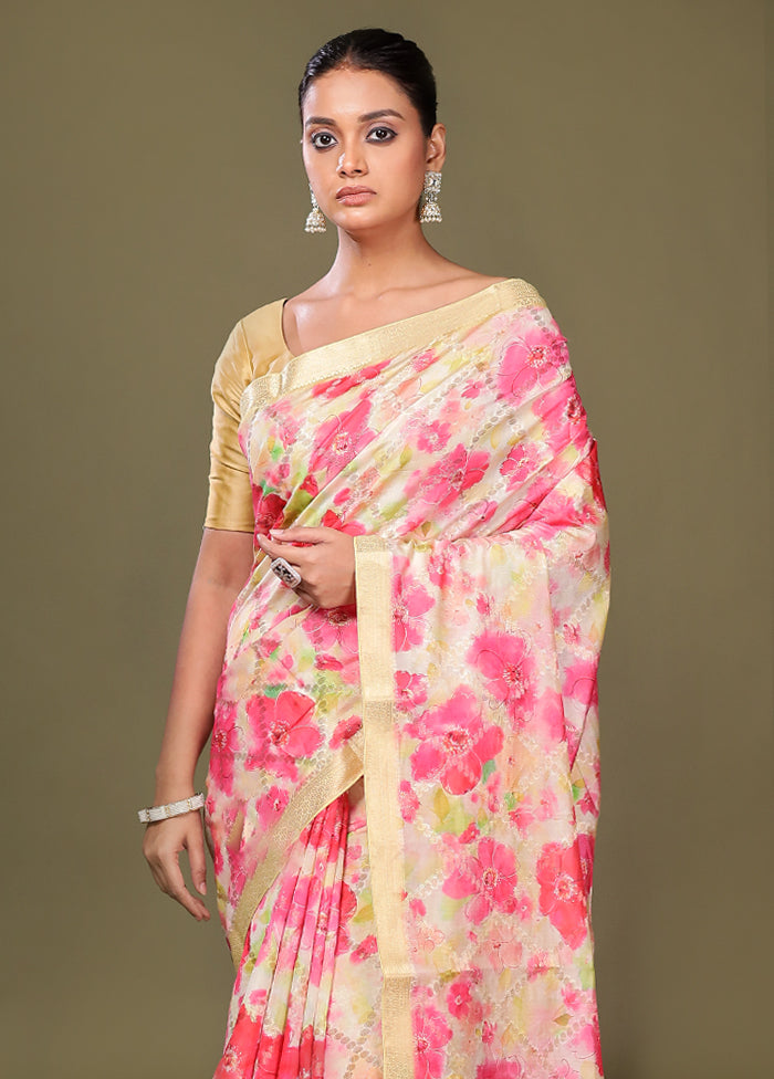 Multicolor Dupion Silk Saree With Blouse Piece