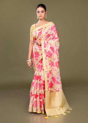 Multicolor Dupion Silk Saree With Blouse Piece