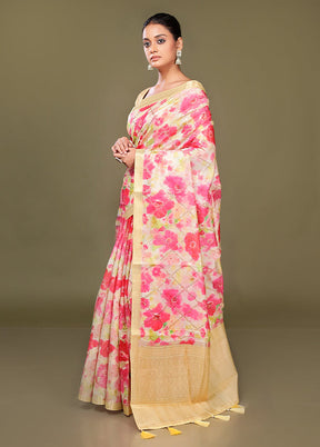 Multicolor Dupion Silk Saree With Blouse Piece