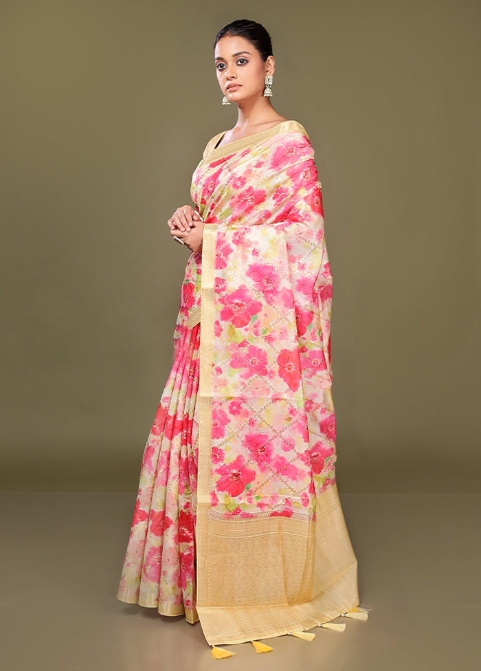 Multicolor Dupion Silk Saree With Blouse Piece