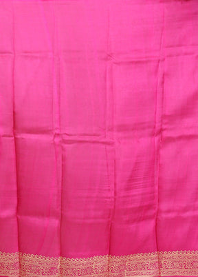 Pink Printed Pure Silk Saree Without Blouse Piece