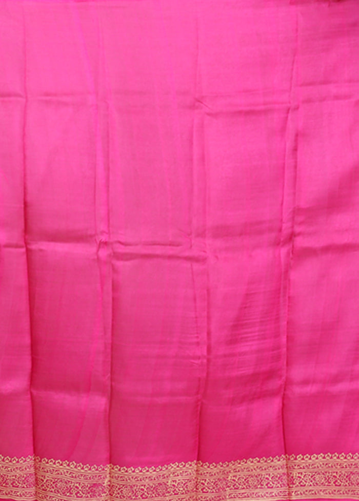 Pink Printed Pure Silk Saree Without Blouse Piece