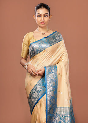 Cream Uppada Silk Saree With Blouse Piece