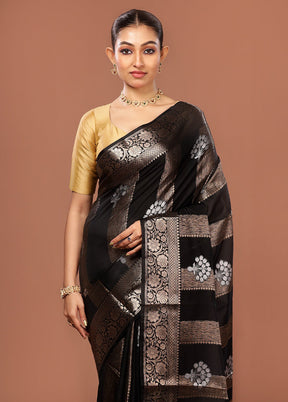 Black Kora Silk Saree With Blouse Piece