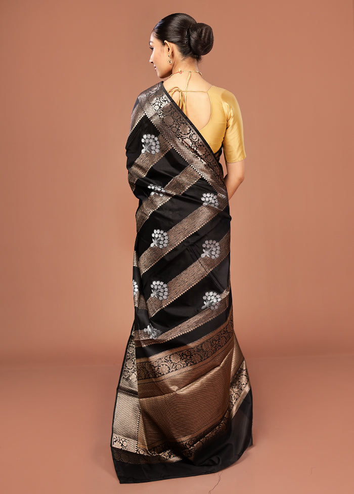 Black Kora Silk Saree With Blouse Piece