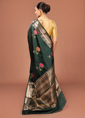 Green Kora Silk Saree With Blouse Piece