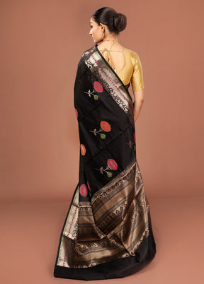 Black Kora Silk Saree With Blouse Piece